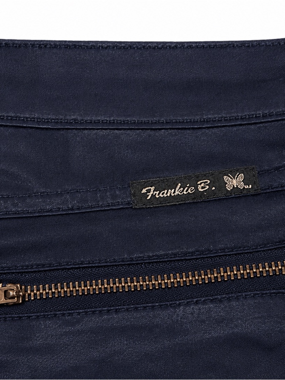Frankie B Y2K Navy Rutched Side Tie Mini Skirt Low Rise Stretch Utility Skirt - Picture 6 of 7